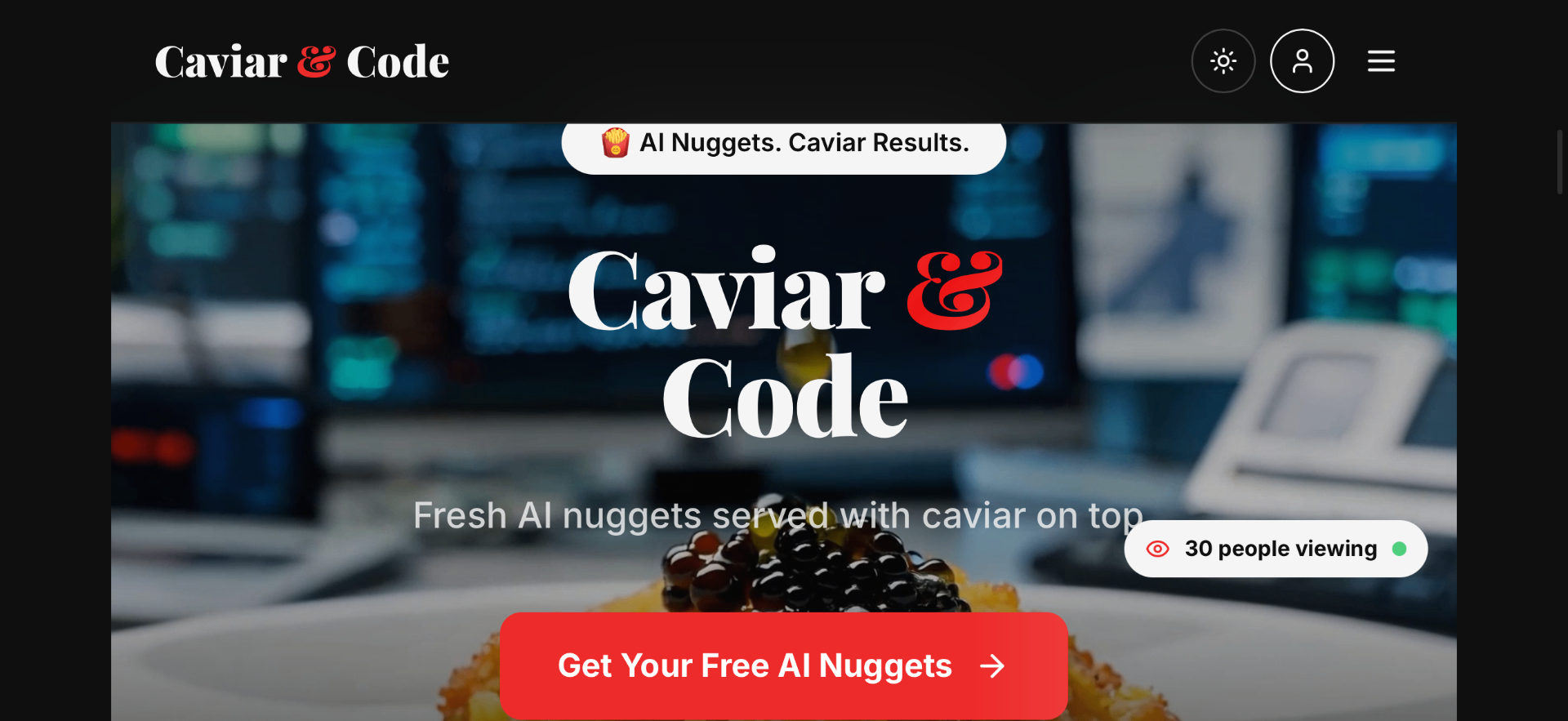 Caviar & Code homepage screenshot